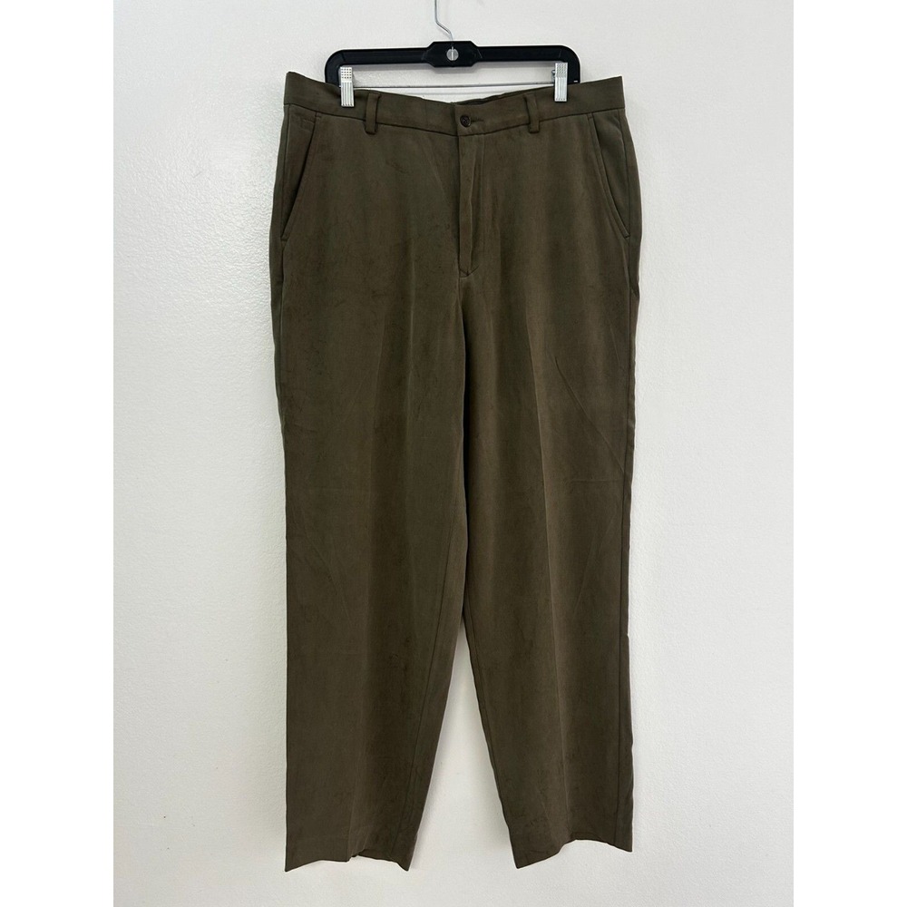 Tommy Bahama‎ Chino Pants Mens 36 Olive Green Silk Blend Straight Leg Pockets - Picture 2 of 11